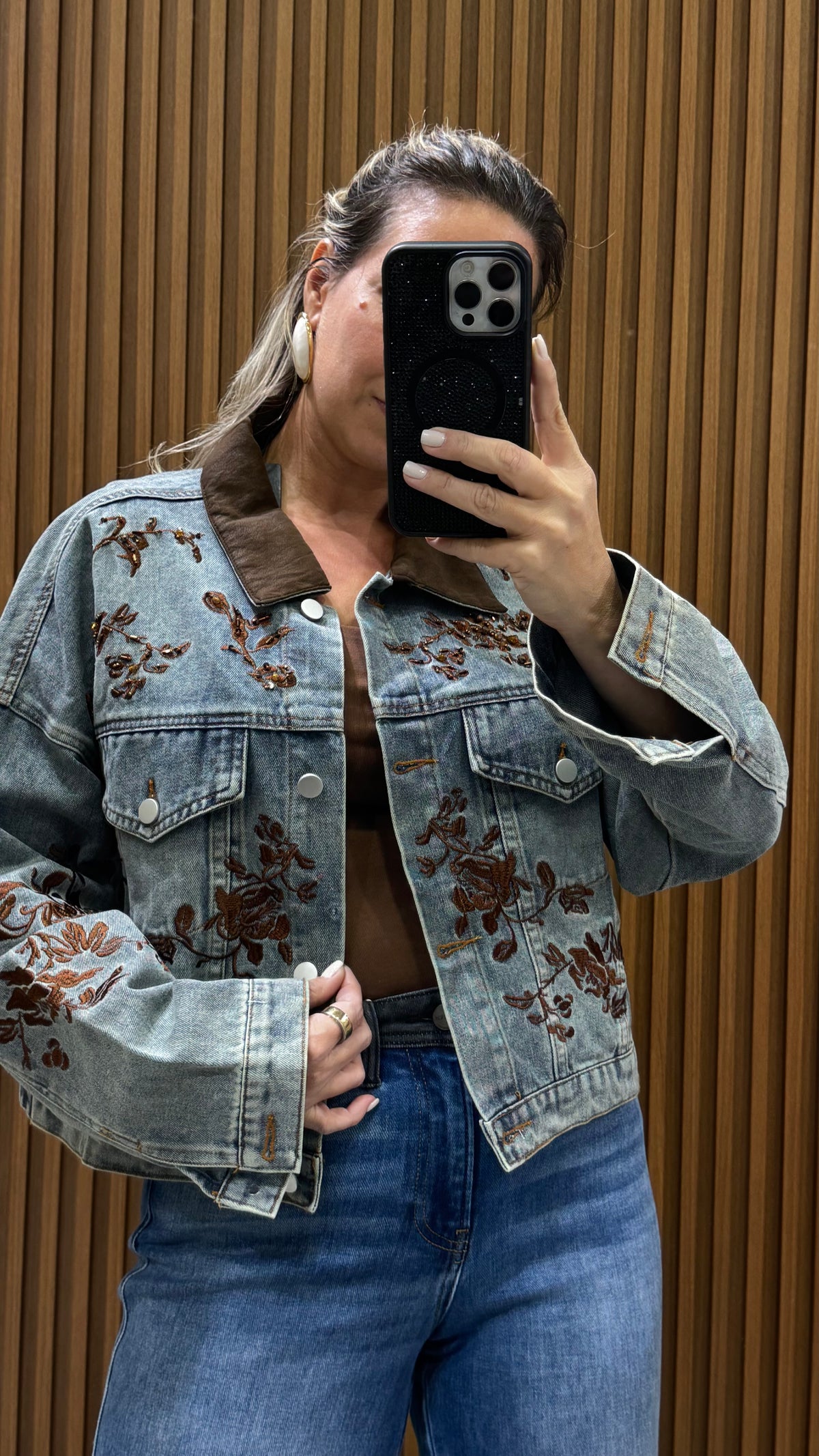 Rachel Denim Floral Jacket