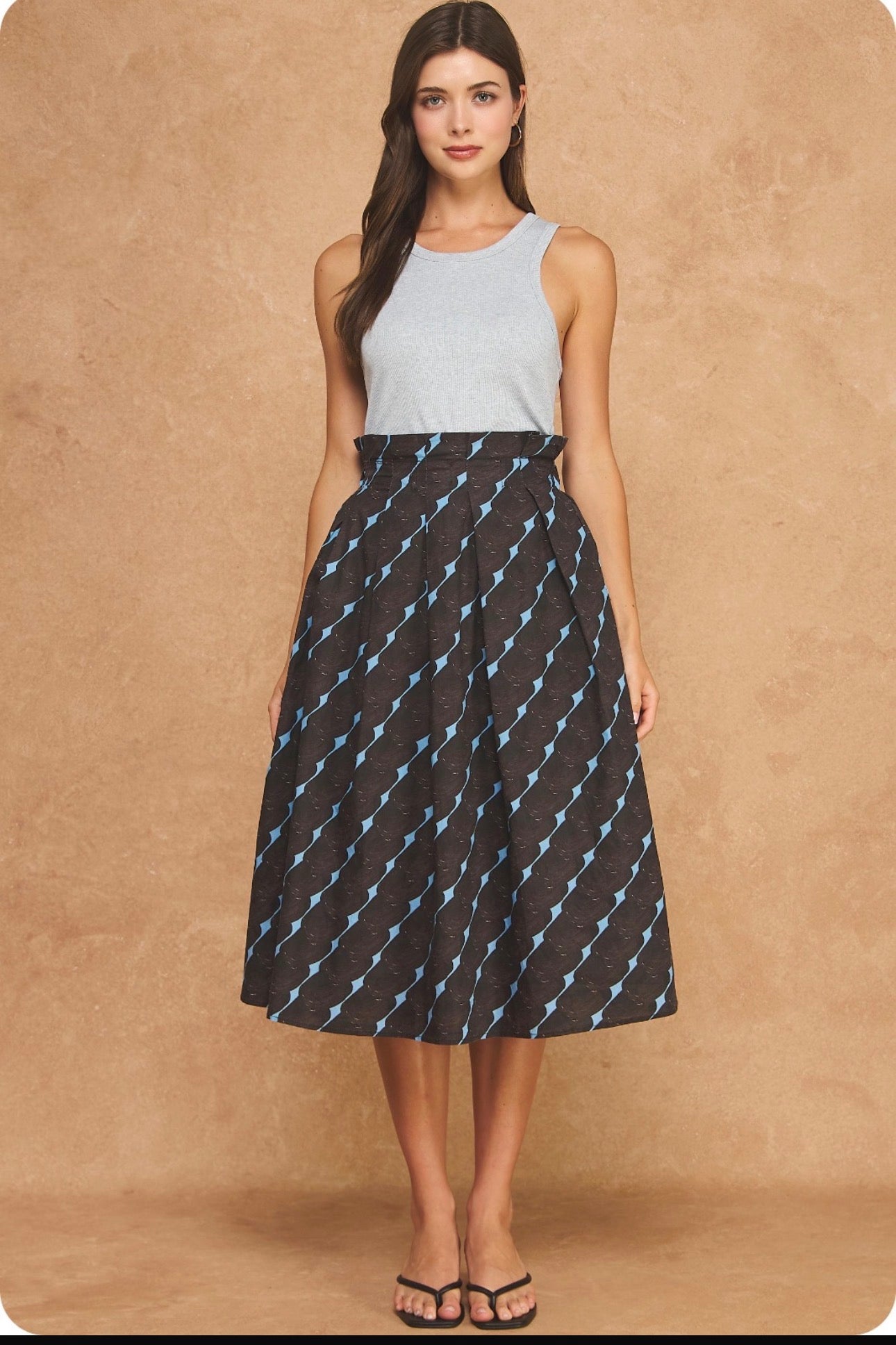 Mixed Media Abstract Geometric Print Midi Dress