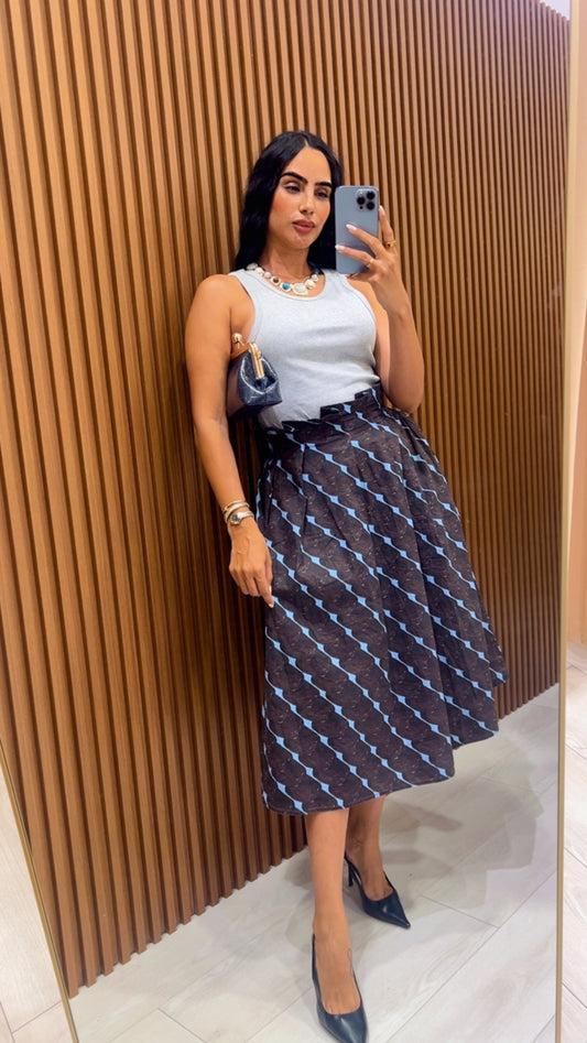 Mixed Media Abstract Geometric Print Midi Dress