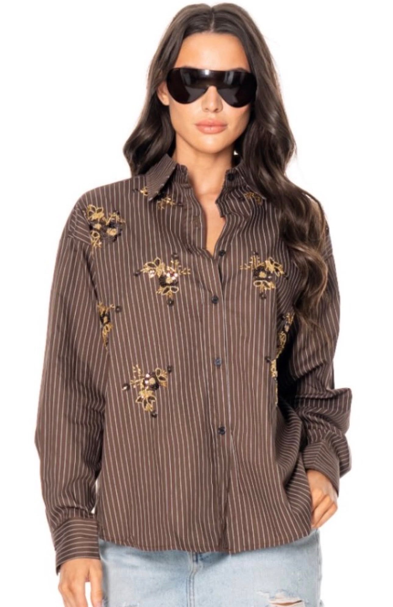 Stripped Brown Blouse