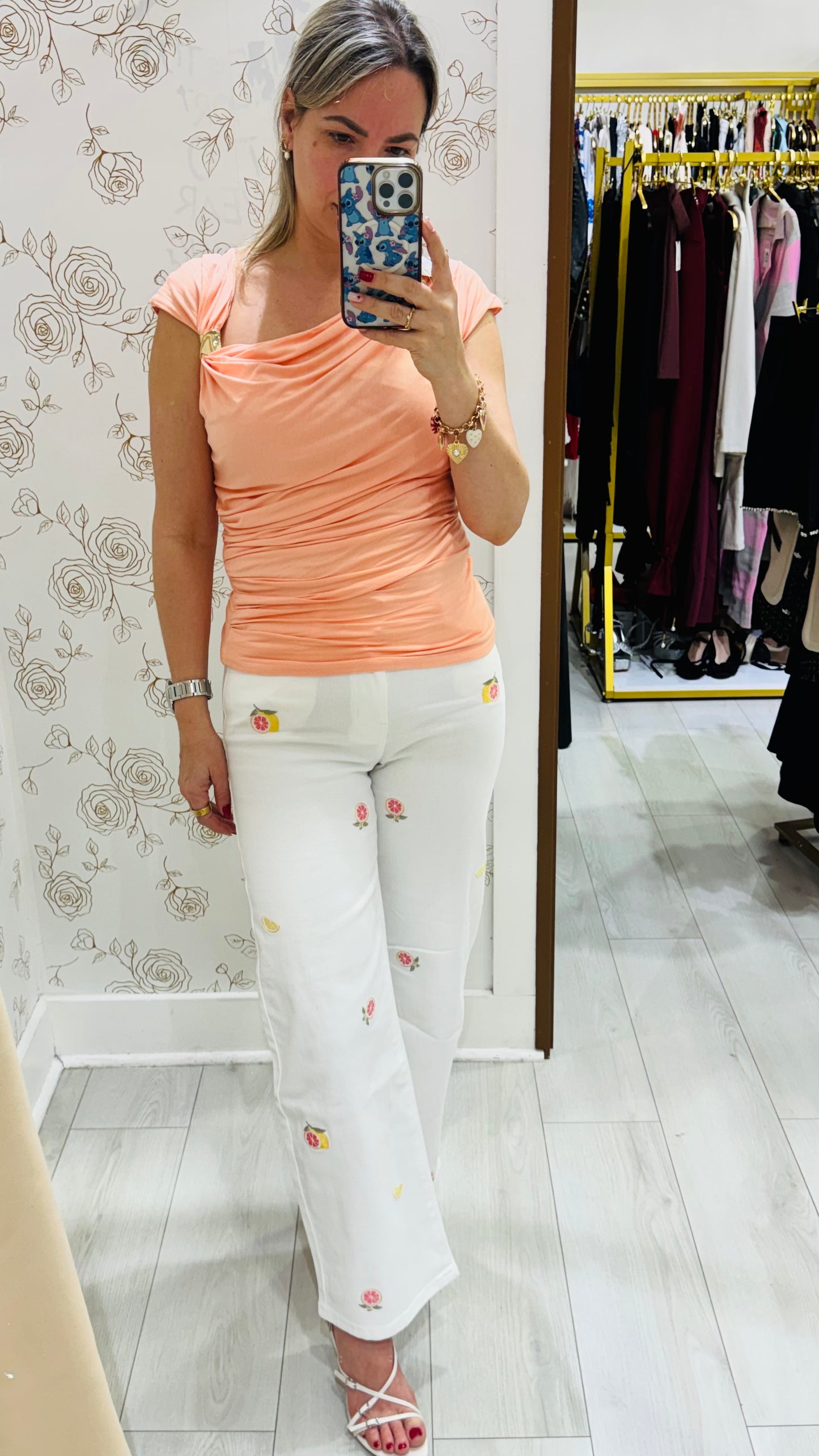 Embroidery Fruit Jeans