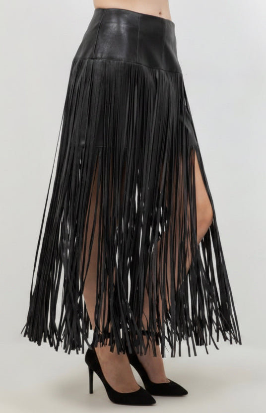 Elena Leather Black Skirt
