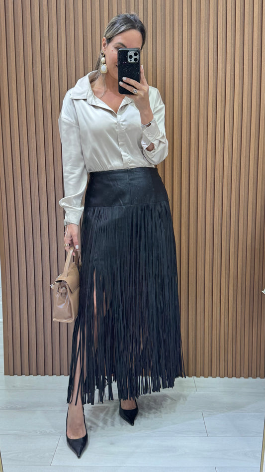 Elena Leather Black Skirt