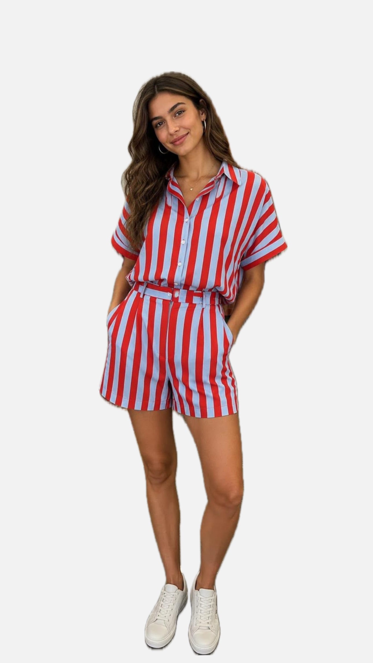Stripe Short & Blouse Set