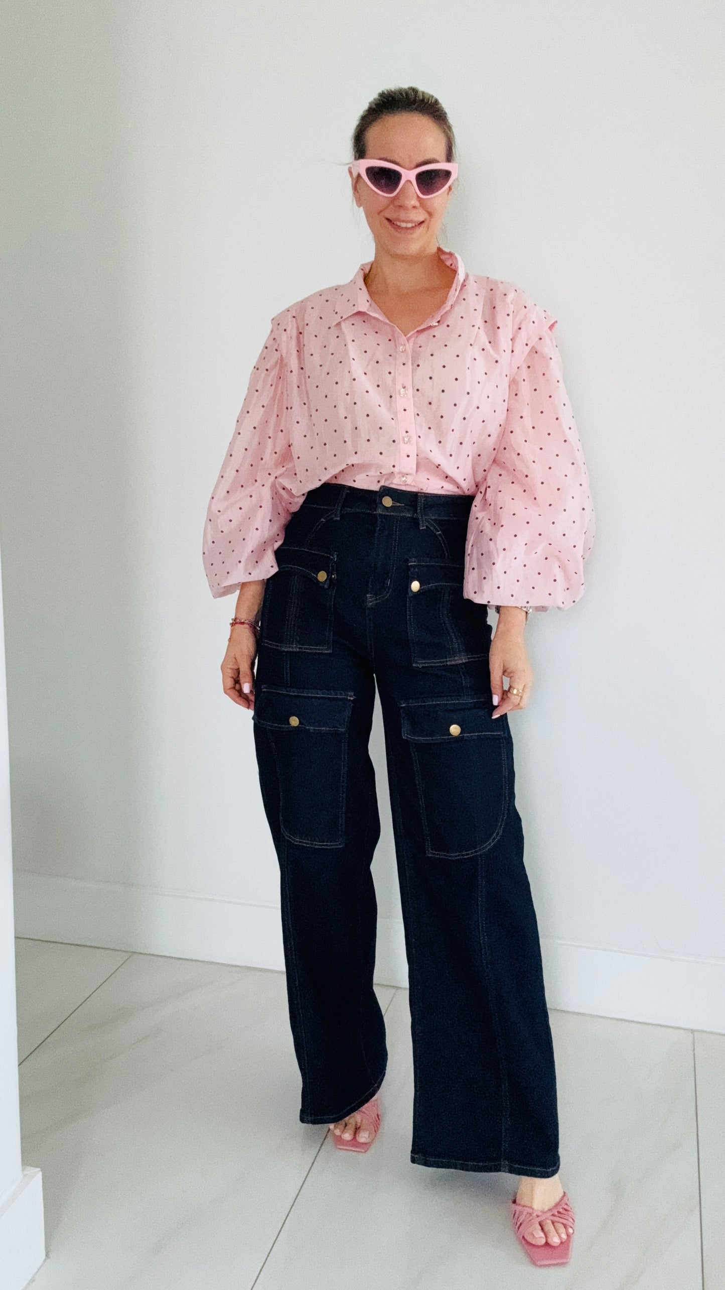 Polka Dot Pink Blouse