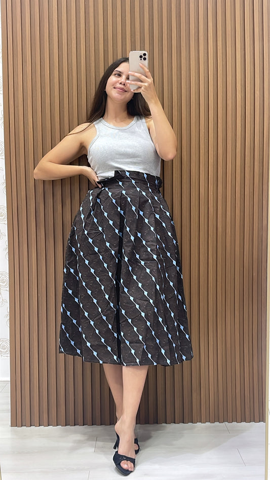 Mixed Media Abstract Geometric Print Midi Dress