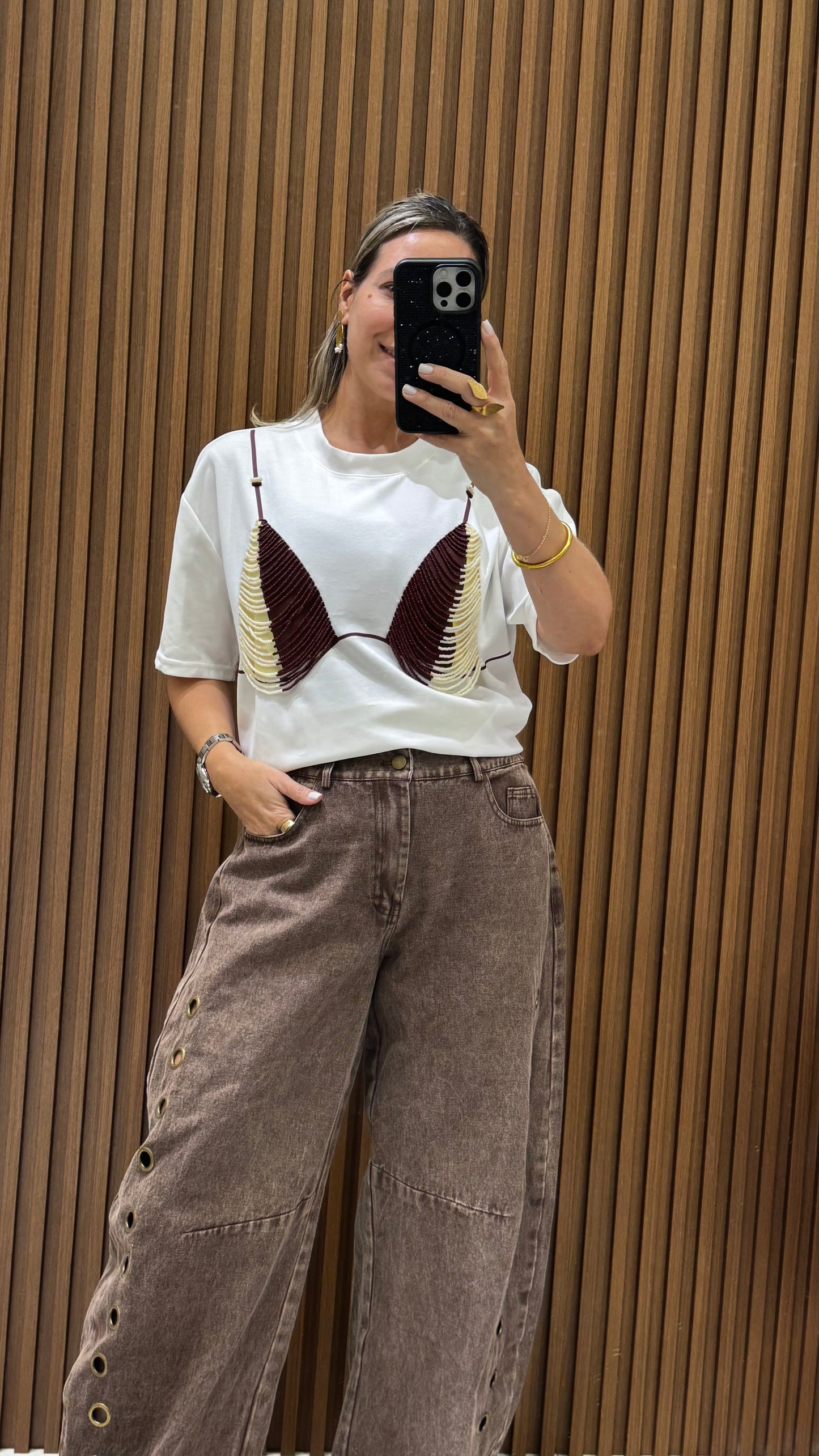 Brenda Top Nude and Brown