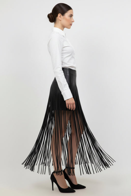 Elena Leather Black Skirt