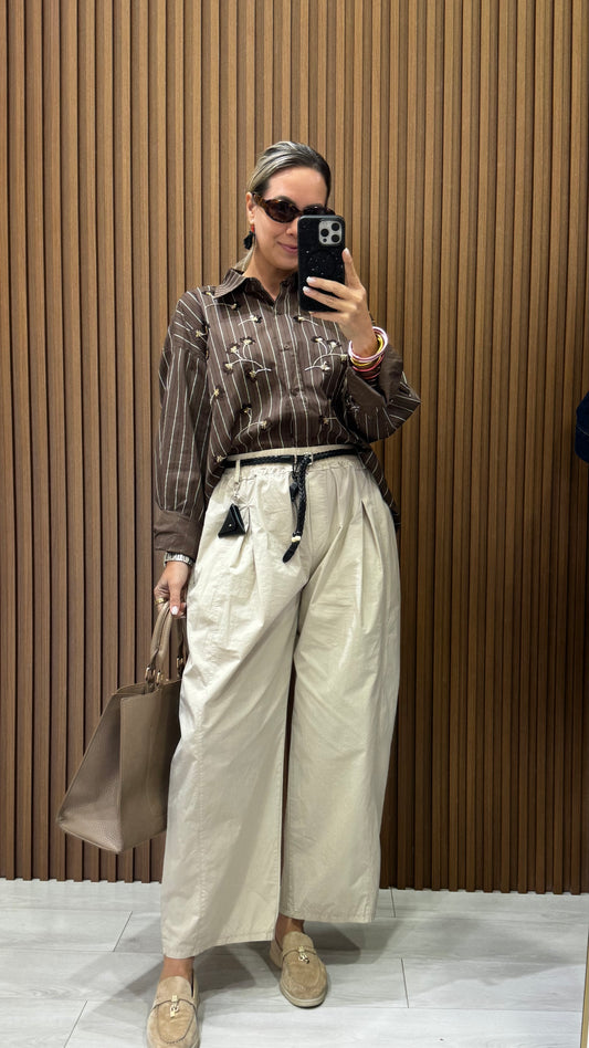 Stripped Brown Blouse