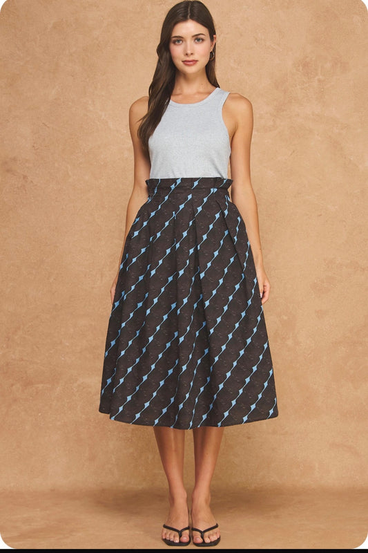 Mixed Media Abstract Geometric Print Midi Dress