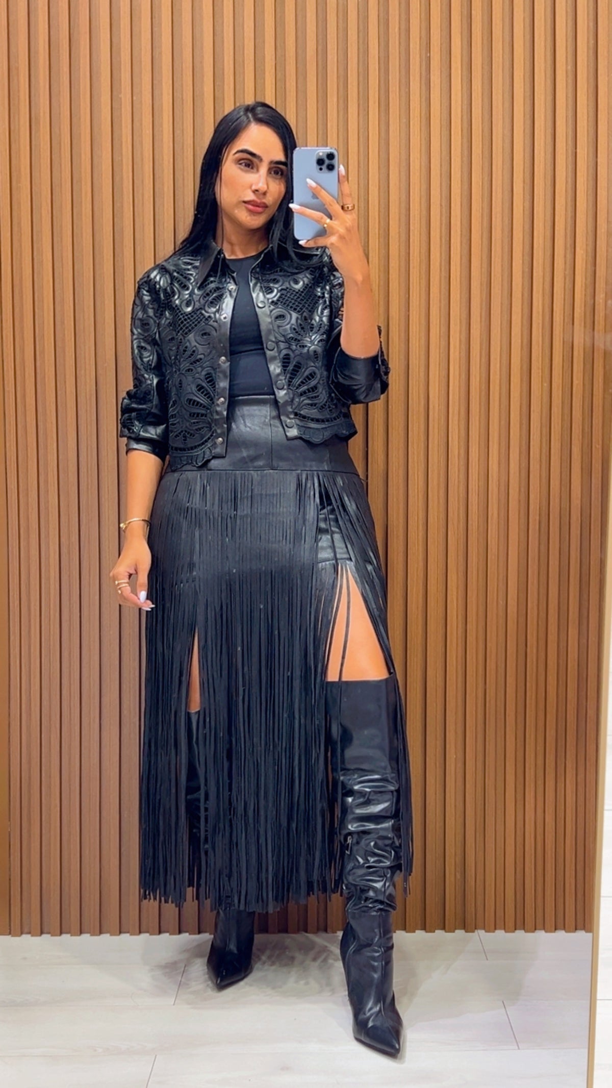 Elena Leather Black Skirt