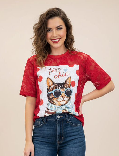 Cat Lace T-Shirt
