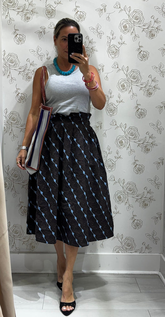 Mixed Media Abstract Geometric Print Midi Dress