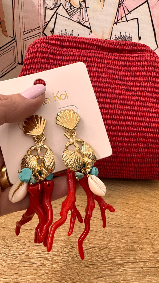 Coral Red Earring