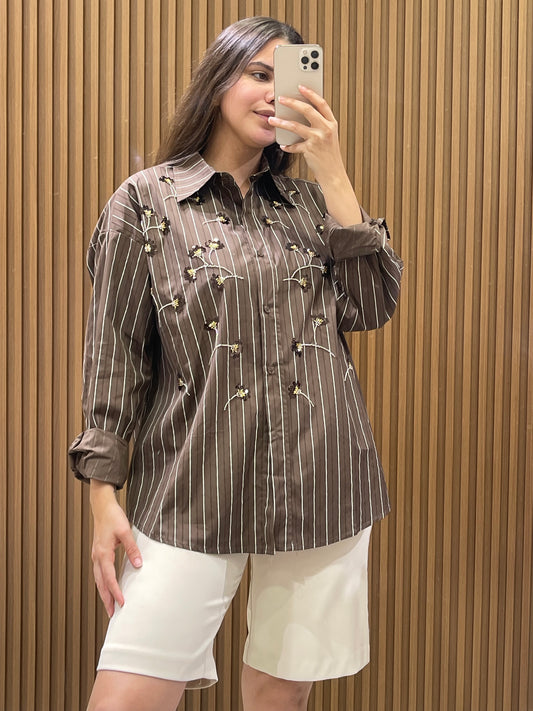 Stripped Brown Blouse