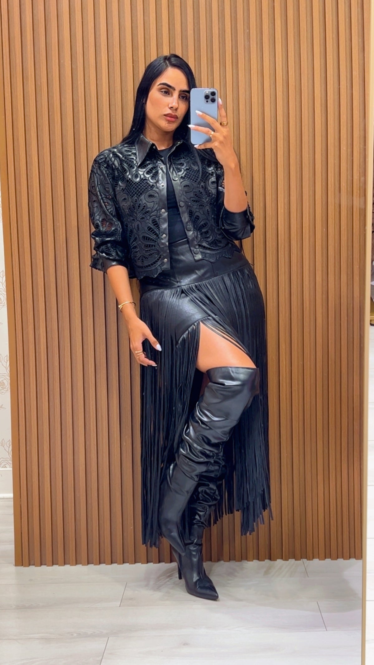 Elena Leather Black Skirt
