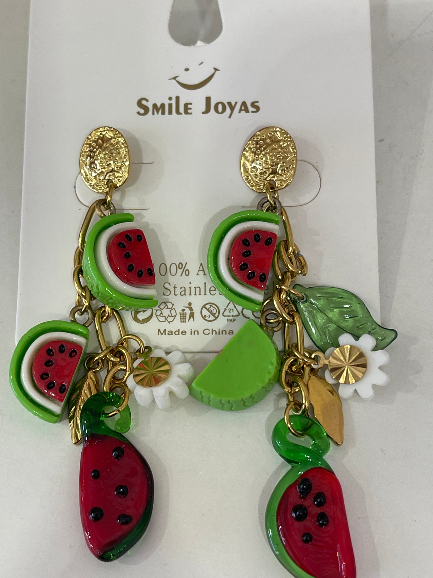 Long Watermelon Earrings